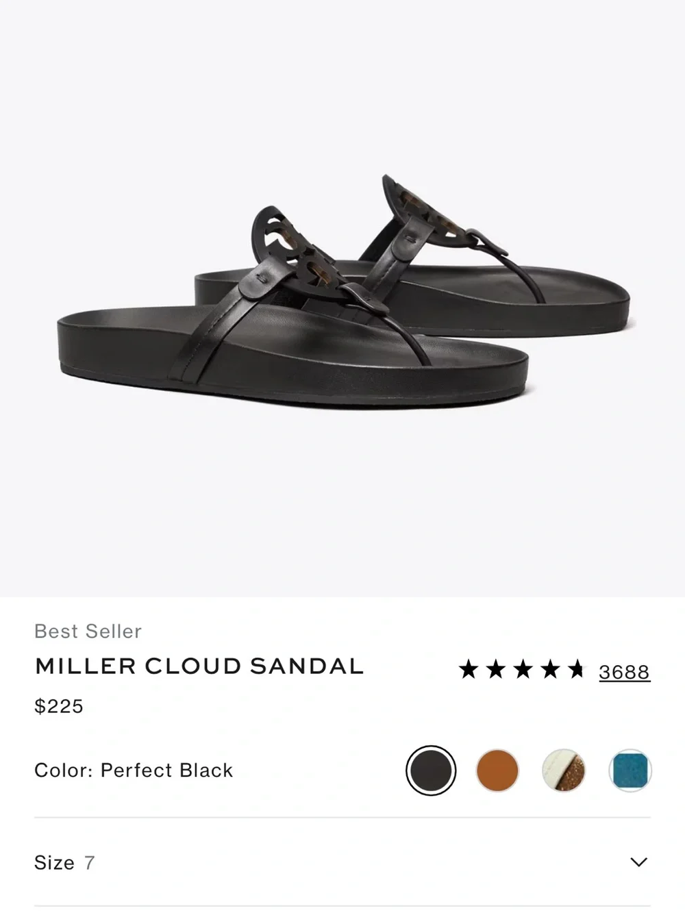 Tory Burch Black Miller Cloud Sandals